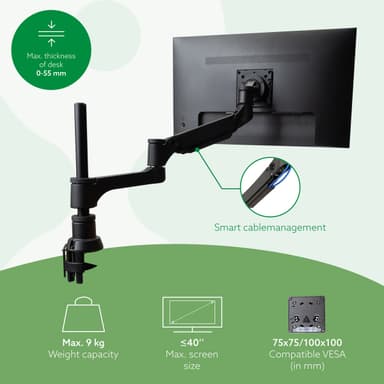R-Go Tools Monitor arm R-Go Caparo Single, fully adjustable with gas spring, 3-9 kg load capacity, 100% circular, black view 7