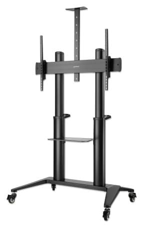 Manhattan Trolley Mount Stand for TV & Monitors, For screens: 70" to 120", VESA compatibility: all between 200x200 to 1000x600mm - check the dimensions of the four mounting holes on back of screen to ensure it fits, Max 140kg, Height adjustable 1250 to 1600mm, LFD