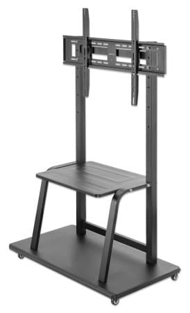 Manhattan Trolley Mount Stand for TV & Monitors, For screens 37" to 100", VESA compatibility: all between 200x200 to 800x600mm - check the dimensions of the four mounting holes on back of screen to ensure it fits, Max 150kg, Height-adjustable to four levels,Bracket view 2