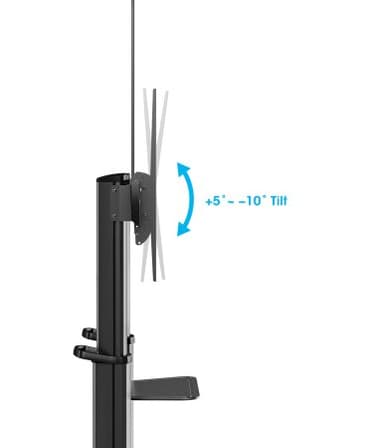 Manhattan Trolley Mount Stand for TV & Monitors, For screens: 70" to 120", VESA compatibility: all between 200x200 to 1000x600mm - check the dimensions of the four mounting holes on back of screen to ensure it fits, Max 140kg, Height adjustable 1250 to 1600mm, LFD view 7