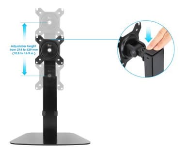 Manhattan Desk Mount for TV & Monitors (Gas Spring), Stand Assembly, Tilt/Swivel/Rotation/Height, For screens: 10" to 27", VESA compatibility: 75x75 and 100x100mm - check the dimensions of the four mounting holes on back of screen to ensure it fits, Max 8kg,Bracket view 5