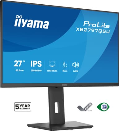 iiyama ProLite XB2797QSU-B1 computer monitor 68.6 cm (27") 2560 x 1440 pixels Quad HD LED Black view 2
