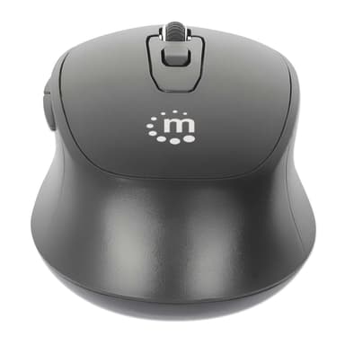 Manhattan MW6020 Wireless Mouse, Black, Adjustable 800/1200/1600dpi via top-mount push-button control, 2.4Ghz (effective range up to 10m), USB, Optical, Ambidextrous, Six Button with Scroll Wheel, USB-A nano receiver, AA battery (included) view 4