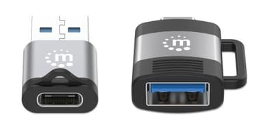 Manhattan 2-Piece Set: USB-C to USB-A and USB-A to USB-C Adapters, Male/Female conversions, 5 Gbps (USB 3.2 Gen1 aka USB 3.0), SuperSpeed USB, Black/Silver, Lifetime Warranty view 4
