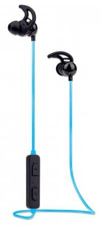 Manhattan Bluetooth In-Ear Headset, Multi Coloured Cable Light, Omnidirectional Mic, Integrated Controls, Ear Hook for Secure Fit, 5 hour usage time (approx), Max Range 10m, Bluetooth v4.0, Rainproof, USB-A charging cable incl, 3 Year Warranty view 2