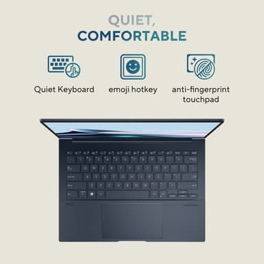 ASUS Zenbook 14 OLED UX3405CA-QL104W Intel Core Ultra 9 285H Laptop 35.6 cm (14") Touchscreen WUXGA 32 GB LPDDR5x-SDRAM 1 TB SSD Wi-Fi 7 (802.11be) Windows 11 Home Blue view 11