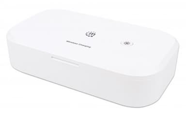 Manhattan UV Phone Sanitizer with Wireless Charger, 10 W Wireless Charging Pad, Integrated UV LEDs to eliminate germs, viruses and bacteria, Quick 1-minute or 5-minute cleaning cycle, Auto-off UV light when opened, White, 3 Year Warranty view 2