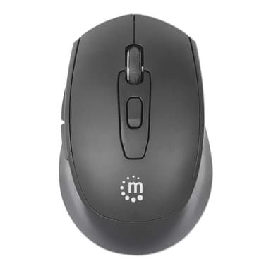 Manhattan MW6020 Wireless Mouse, Black, Adjustable 800/1200/1600dpi via top-mount push-button control, 2.4Ghz (effective range up to 10m), USB, Optical, Ambidextrous, Six Button with Scroll Wheel, USB-A nano receiver, AA battery (included) view 6