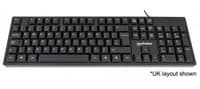 Manhattan Keyboard UK USB Wired, Standard Qwerty layout, Black, Full Size Keys, Cable 1.5m, USB-A connection, Plug and Play, Three Year Warranty, Retail Boxed view 1