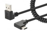Manhattan USB-C to USB-A Cable, 1m, Male to Male, Black, 480 Mbps (USB 2.0), Tangle Resistant Curly Design, Angled Connectors, Ideal for Charging Cabinets/Carts, Charge only - not for data sync, Hi-Speed USB, Lifetime Warranty view 1