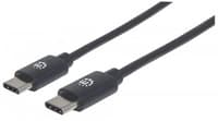 Manhattan USB-C to USB-C Cable, 50cm, Male to Male, Black, 480 Mbps (USB 2.0), Hi-Speed USB, Lifetime Warranty, Equivalent to USB2CC50CM view 1