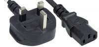 Manhattan Mains Power Cord/Cable, UK 3-pin plug to C13 Female (kettle lead), 1.8m, 10A, Black, Lifetime Warranty