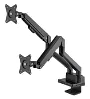 Manhattan Dual Desk Mount for TV & Monitors (Full Motion Gas Spring) with built-in Dock, For screens to 27", Ports (x7): Ethernet,HDMI (x2),USB-A (x3) and USB-C,Power Delivery (100W) to USB-C Port (Separate USB-C wall charger/cable needed),VESA: 75x75 and 100x100mm