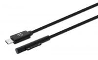 Manhattan USB-C to Microsoft Surface Charging Cable, 1.8m, Male to Male. 15V/3A, Black, Charge only - no data transmission, Lifetime Warranty