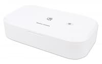 Manhattan UV Phone Sanitizer with Wireless Charger, 10 W Wireless Charging Pad, Integrated UV LEDs to eliminate germs, viruses and bacteria, Quick 1-minute or 5-minute cleaning cycle, Auto-off UV light when opened, White, 3 Year Warranty view 1
