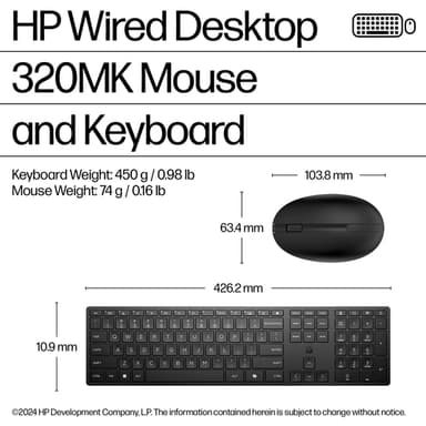 HP Wired Desktop 320MK Mouse and Keyboard view 4