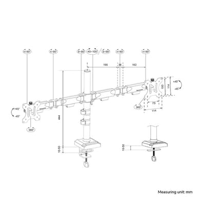Neomounts DS60-600BL2 Monitor arm 10-32" - Quick-fix - 180°-stop view 19