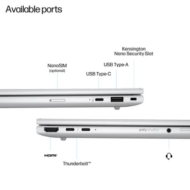 HP EliteBook 8 G1i AI Wolf Pro Security Edition Intel Core Ultra 7 255U Laptop 35.6 cm (14") WUXGA 24 GB DDR5-SDRAM 512 GB SSD Wi-Fi 6E (802.11ax) Windows 11 Pro AI PC Silver view 3