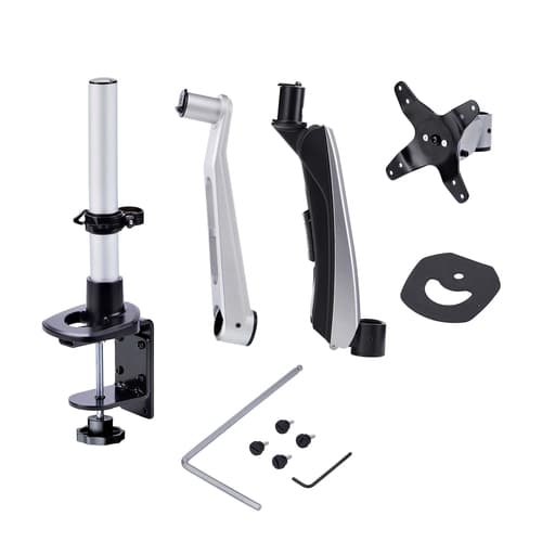 StarTech.com Desk Mount Monitor Arm For 27in 16:9 or 30in 21:9 Ultrawide Screens, VESA 75x75/100x100, Tool-Less Mechanical Spring Arm, C-Clamp/Grommet, TAA
