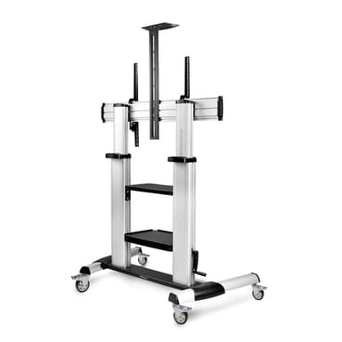StarTech.com Rolling TV Cart/Stand On Wheels For 60-100inch Flat Screens Up To 220lb (100kg), Height Adjustment via Hand Crank, Mobile/Portable Trolley Mount view 2