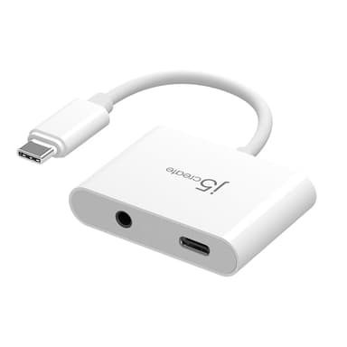 j5create JCA122 USB-C® to 3.5mm Audio Adapter with Power Delivery, Black view 1