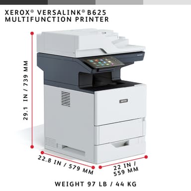 Xerox VersaLink B625 A4 61ppm Duplex Copy/Print/Scan/Fax PS3 PCL5e/6 2 Trays 650 Sheets view 6
