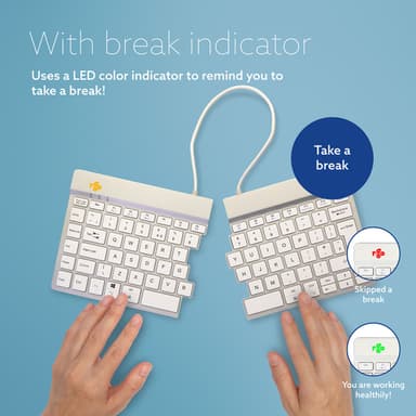 R-Go Tools Ergonomic keyboard R-Go Split Break with break software, ergonomic split keyboard, QWERTY (UK), Bluetooth, white view 12