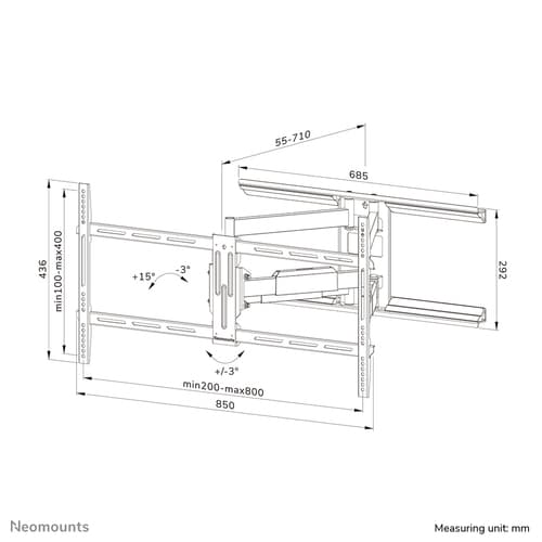 Neomounts WL40-550BL18 TV mount wall 43-75" - full motion - easy install