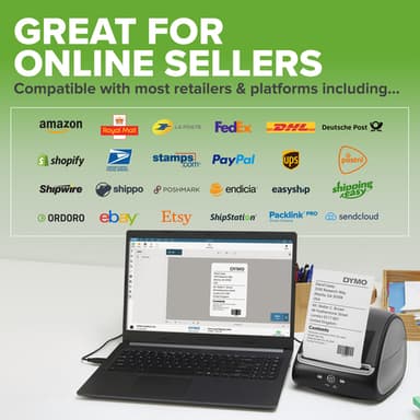 DYMO LabelWriter 5XL Label Printer | Automatic Label Recognition Label Maker | Prints Extra-Wide Shipping Labels from AmazonDHL & More | Perfect for eCommerce Sellers | EU 2 Pin Plug view 6