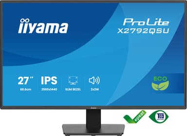 iiyama ProLite X2792QSU-B1 computer monitor 68.6 cm (27") 2560 x 1440 pixels Quad HD LED Black view 2