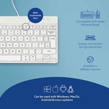 R-Go Tools Ergonomic keyboard R-Go Compact Break, compact keyboard with break software, QWERTY (UK), wired, white view 11