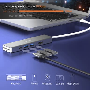 j5create JCD390 4K60 Elite USB-C® 10Gbps Multi-Adapter, Black view 9