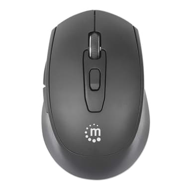 Manhattan MW6020 Wireless Mouse, Black, Adjustable 800/1200/1600dpi via top-mount push-button control, 2.4Ghz (effective range up to 10m), USB, Optical, Ambidextrous, Six Button with Scroll Wheel, USB-A nano receiver, AA battery (included) view 5