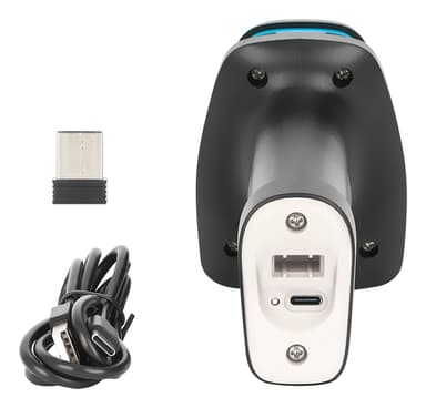 Manhattan Wireless 2D Handheld Barcode Scanner, 250mm Scan Depth, up to 80m effective range (line of sight), Max Ambient Light 100,000 lux (sunlight), Black, Charging cable (USB-A to USB-C into device) 1m included, Three Year Warranty view 7