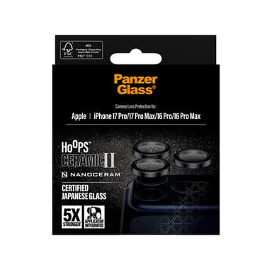 PanzerGlass ® Hoops® Ceramic II Camera Lens Protector iPhone 17 Pro | iPhone 17 Pro Max | iPhone 16 Pro | 16 Pro Max Clear screen protector Apple 1 pc(s) view 3