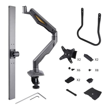 StarTech.com Desk Mount Dual Monitor Arm with Crossbar, Up To 27" Displays, VESA 75x75/100x100, Max 33lb/15kg, C-Clamp, Fully Articulating, Mechanical Spring, TAA view 12