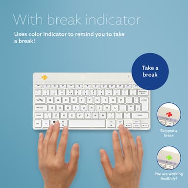 R-Go Tools Ergonomic keyboard R-Go Compact Break, compact keyboard with break software, QWERTY (UK), Bluetooth, white view 12
