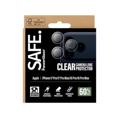 PanzerGlass SAFE. by ® Camera Lens Protector Transparent iPhone 17 Pro | iPhone 17 Pro Max | iPhone 16 Pro | 16 Pro Max Clear screen protector Apple 1 pc(s) view 3