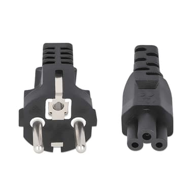 Manhattan Mains Power Cord/Cable, Euro 2-pin (CEE 7/4 Schuko) plug to C5 Female (cloverleaf/triangular), 1m, 2.5A, Lead, Lifetime Warranty view 3