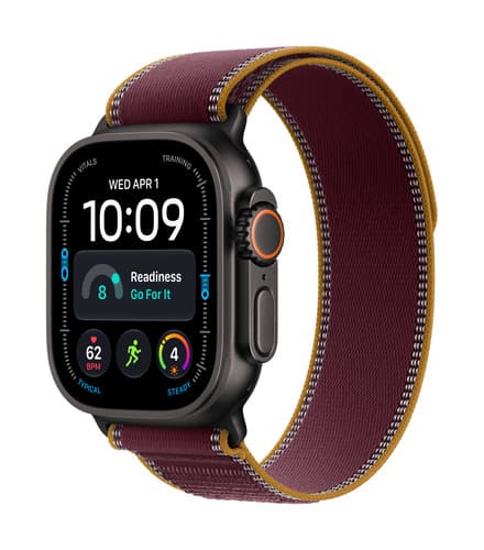 Apple Watch Ultra 4 GPS + Cellular 49mm Black Titanium Case with Burgundy Trail Loop - S/M