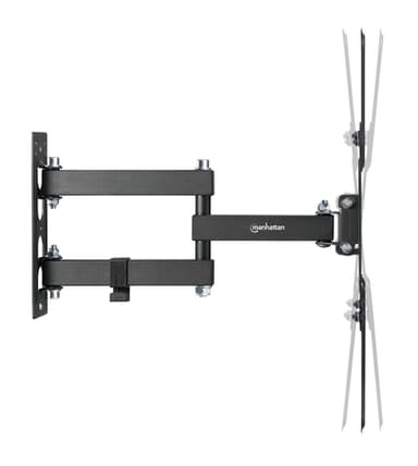 Manhattan Wall Mount for TV & Monitors (Full Motion), For screens 32" to 55", VESA compatibility: all between 100x100mm to 400x400mm - check the dimensions of the four mounting holes on back of screen to ensure it fits, Max 30kg, Black, Bracket view 5