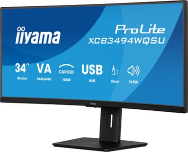 iiyama ProLite XCB3494WQSU-B1 computer monitor 86.4 cm (34") 3440 x 1440 pixels UltraWide Quad HD LED Black view 5