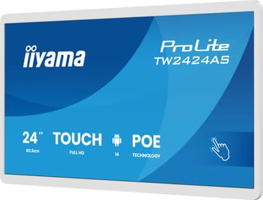 iiyama TW2424AS-W3P Signage Display Interactive flat panel 60.5 cm (23.8") LCD Wi-Fi 450 cd/m² Full HD White Touchscreen Built-in processor Android 24/7 view 4