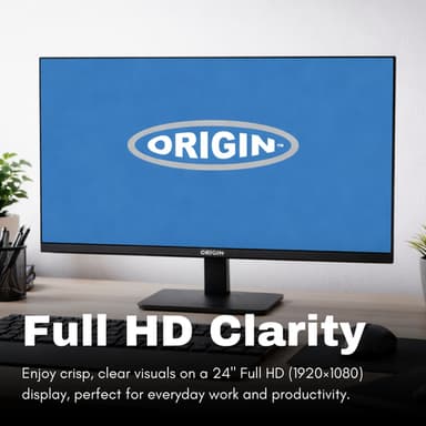 Origin Storage 24inch LED 1080p HD Monitor with VGA/HDMI/DP & Height Adjustable view 2