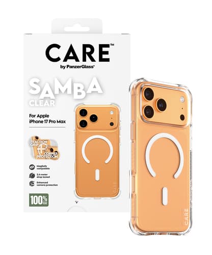 PanzerGlass CARE™ by ® Samba Case Transparent w. White MagSafe iPhone 17 Pro Max