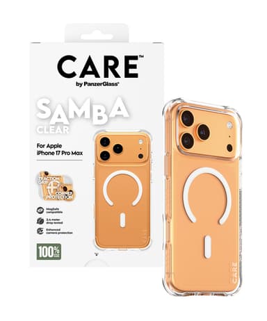 PanzerGlass CARE™ by ® Samba Case Transparent w. White MagSafe iPhone 17 Pro Max view 5