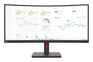 Lenovo ThinkVision T34w-30 computer monitor 86.4 cm (34") 3440 x 1440 pixels Wide Quad HD LED Black view 2