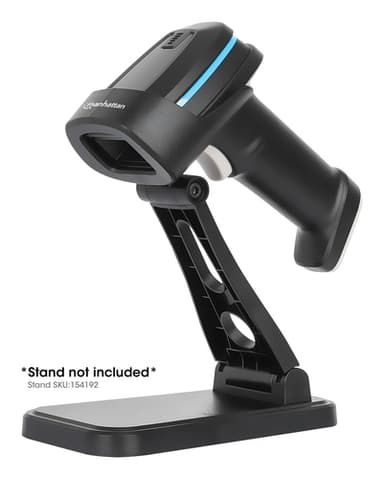 Manhattan Wireless 2D Handheld Barcode Scanner, 250mm Scan Depth, up to 80m effective range (line of sight), Max Ambient Light 100,000 lux (sunlight), Black, Charging cable (USB-A to USB-C into device) 1m included, Three Year Warranty view 6
