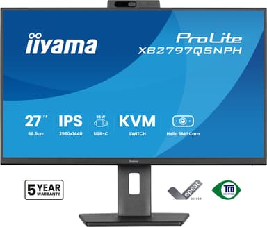 iiyama ProLite XB2797QSNPH-B1 computer monitor 68.6 cm (27") 2560 x 1440 pixels Quad HD LED Black view 2