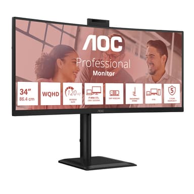 AOC CU34E4CW/75 computer monitor 86.4 cm (34") 3440 x 1440 pixels Black view 3